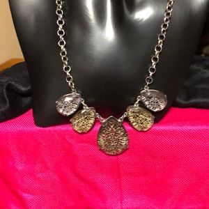 Vintage Tear Drop Pendant Cluster Necklace